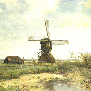 Paul Joseph Constantin Gabriël / Een molen aan een wetering - Zonder tekst