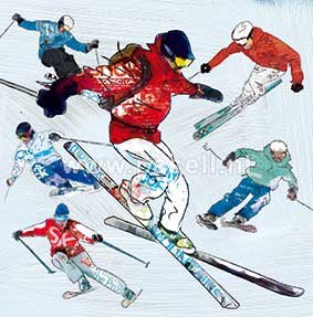 Skifahren-Grußkarte