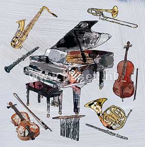 Musik (Klavier) Grußkarte 